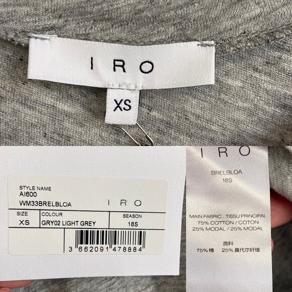 New IRO Brelbloa Jersey Twist Front Lightweight Mini Dress in Light Grey Size XS - Picture 11 of 12